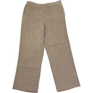 Alfred Dunner Beige Corduroy Pant Wide Leg Slip On Women's Size 14 Clean Girl